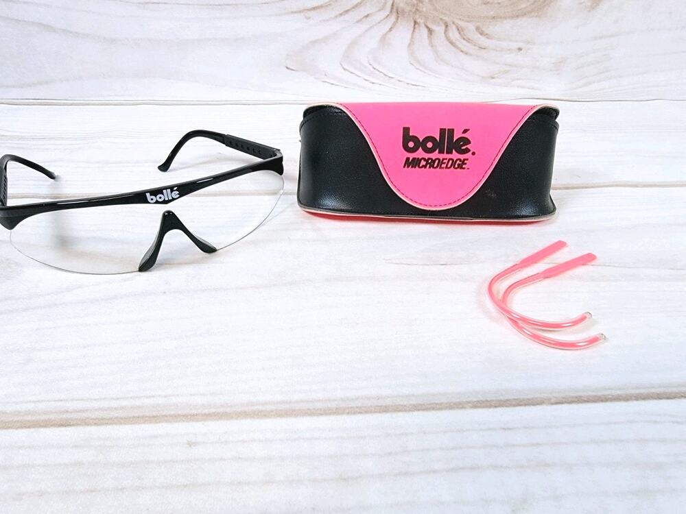 Bolle Micro Edge Clear Sunglasses W/Extra Colored Ear Wraps Safety Shooting